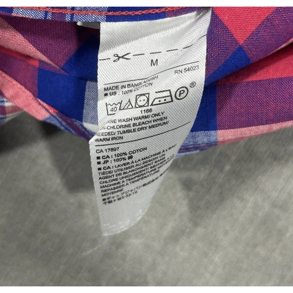 Banana Republic Mens Medium Red Blue‎ Plaid Button Down Classic Fit Shirt